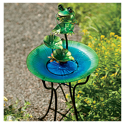 15" Glass/MTL Bird Bath