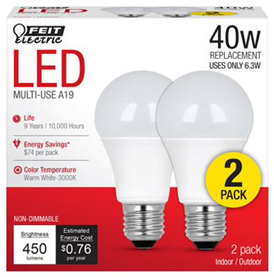 2PK 6W WHT LED Bulb