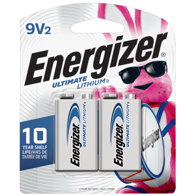 Energizer 9V Ultimate Lithium Batteries, 2 pk.