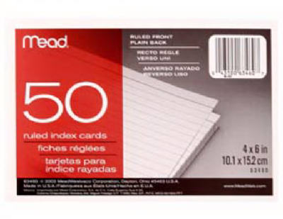 50CT 4x6 Index Cards