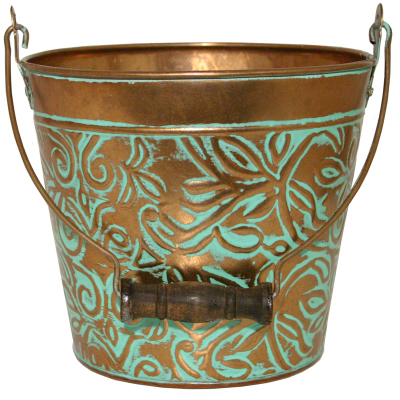 8" Vintage Copper Floral Planter