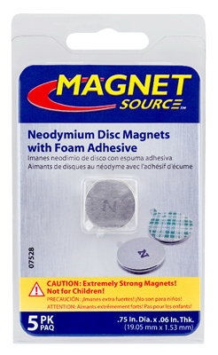 5PC Neo Magnets W/Adhesive