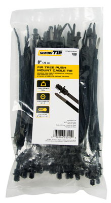 100PK 8" BLK Push Tie