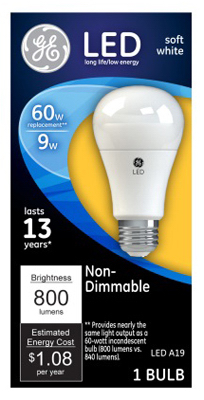 61962   GE Bulb LED A19 9W SW