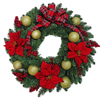 HW 30" Wreath Plaid Bow