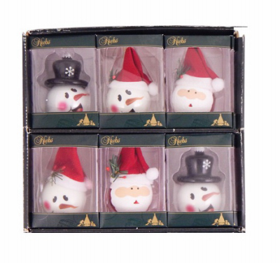 Krebs TV300052A Christmas Ornament Set, Porcelain Figural, Snowman, Assorted