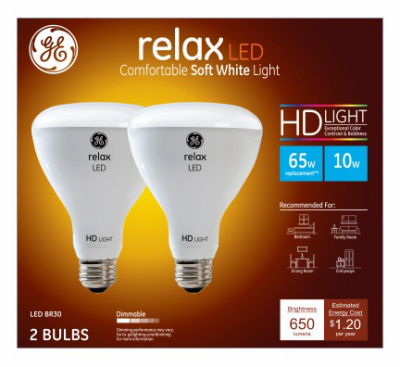 2pk 10w BR30 Relax GE LED Bulb
