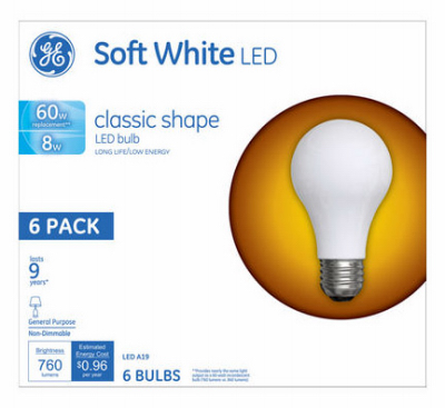 GE6PK 8W SW A19 Bulb