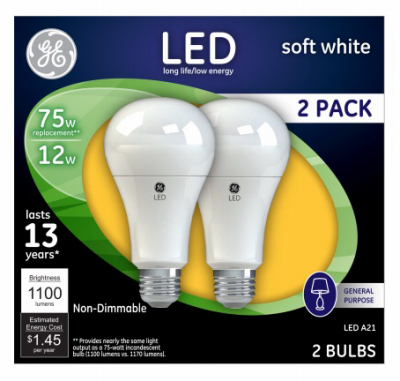 GE 2PK 12W SW A21 Bulb