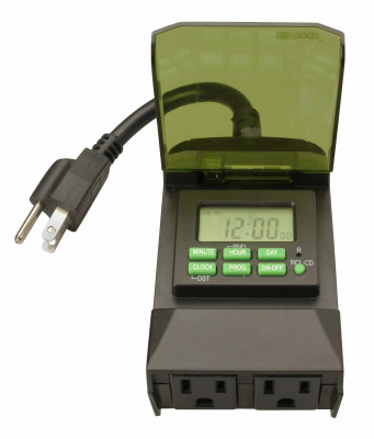 Woods 50014 Programmable Outdoor Timer, 15 A, 125 VAC, 1875 W, 2-Outlet, 1 s