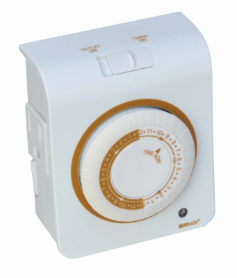 Woods 50021WD Mechanical Timer, 2-Outlet, 24 hr Time Setting, White