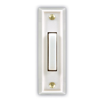 Carlon DH1408 Doorbell Button, Rectangular, Wired, Push Button, White,