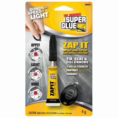 Zap It Light Cure Glue, 4 gm.