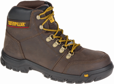 CAT Outline P90803-10.5M Work Boots, 10.5, M W, Seal Brown, Leather Upper,