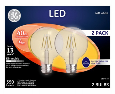 GE 2PK 4W LED G25 Bulb
