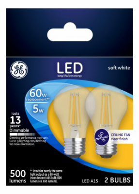 GE 2PK 5W LED Fan Bulb