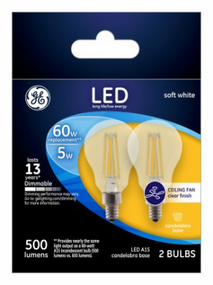 GE 2PK 5.5W LED Fan Bulb