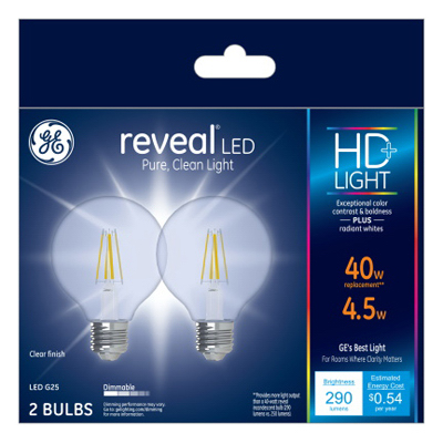 GE 2PK 4.5W LED Reveal Bulb