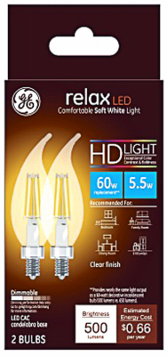 GE 2pk 6.5w LED CAC Bulb