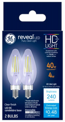 GE 2pk 3.2w LED Reveal Bulb