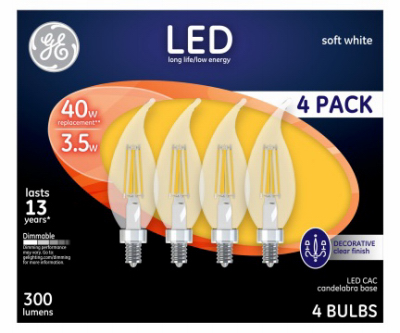 GE 4PK 3.5W LED CAC Bulb