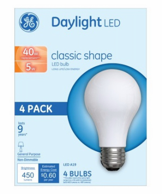 GE 4PK 5W Day A19 Bulb