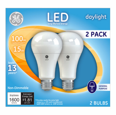 GE 2PK 15W Day A21 Bulb