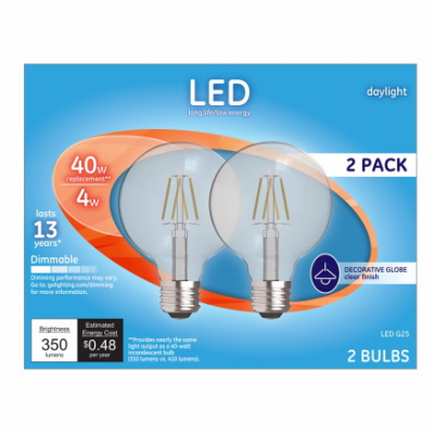 GE 2PK 4W Day G25 Bulb