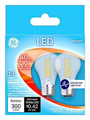 GE 2PK 3.5W Day LED Fan Bulb