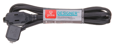 globe 2259101 Designer Extension Cord, 16/2 AWG Cable, 3-Outlet, Right Angle