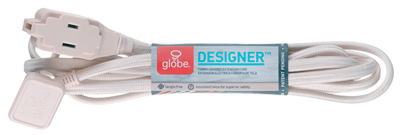globe 2259501 Designer Extension Cord, 16/2 AWG Cable, 3-Outlet, Right Angle