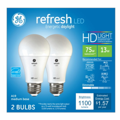 GE 2PK 15W Daylight HD LED Bulb