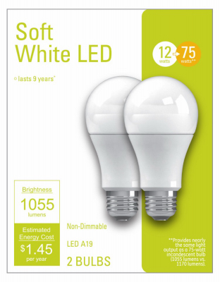 GE 2PK 12W SW A19 Bulb