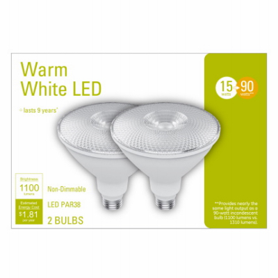 2PK 15W WW Par38 Bulb