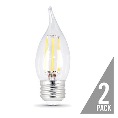 2PK 5.5W CLR Flame Bulb