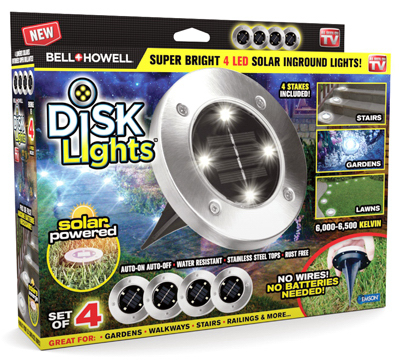 4PK Outdoor Disk Lights