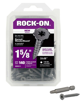 Rock-On 23311 Cement Board Screw, #9 Thread, High-Low Thread, Flat Head,