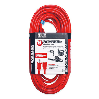 50' 14/3 SJTW Red Extension Cord
