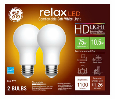 GE 2pk 10.5w LED Glass Bulb  75w