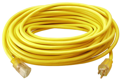 50' 12/3 Yellow Extension Cord
