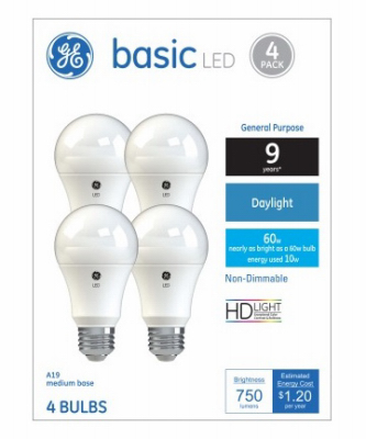 GE 4PK 10W Day A19 Bulb
