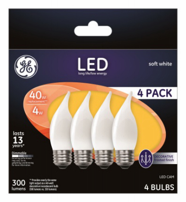 GE 4PK 3.5W Frosted Bulb