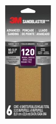 6PK 120 Grit 3-2/3"x9" Sandpaper