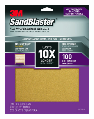 4PK 9x11 100 Grit Sandpaper