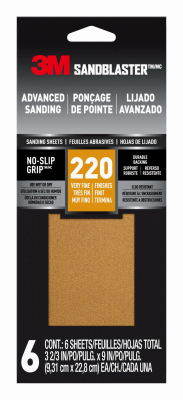 6PK 220 3-2/3"x9" Grit Sandpaper