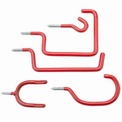 10CT RED STL Scr Hooks