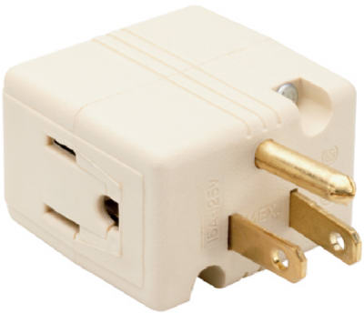15A Ivory Grounded Cube Adapter
