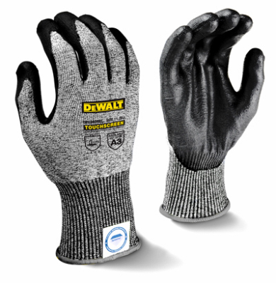 DeWALT DPGD809L Protective Gloves, L, Knit Wrist Cuff, Dyneema, Black/Gray