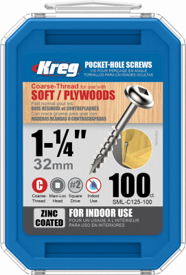 100PK 1.25" Pocket Screws