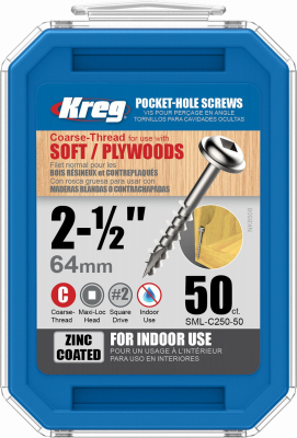 50PK 2.5" STL Pocket Screws